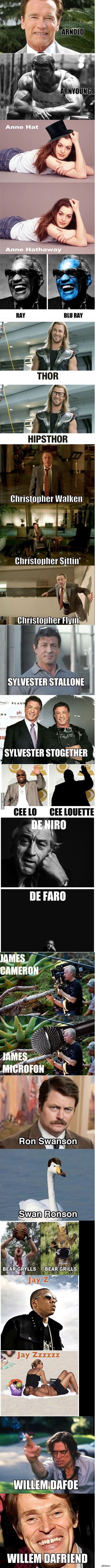 Just a compilation of celebrity puns.     .