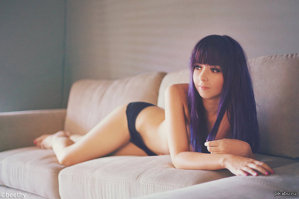 purple hair girl - NSFW, Beautiful girl, The photo, Purple, Milota