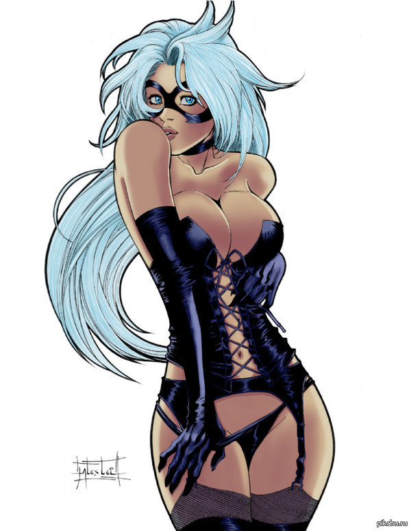 Black cat - Boobs, NSFW, Black cat, Boobs, Marvel, Drawing, cat, 