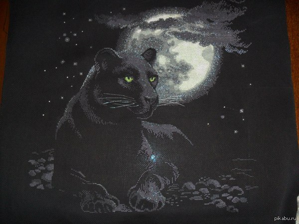 My cross stitch - My, Embroidery, Panther, Hobby