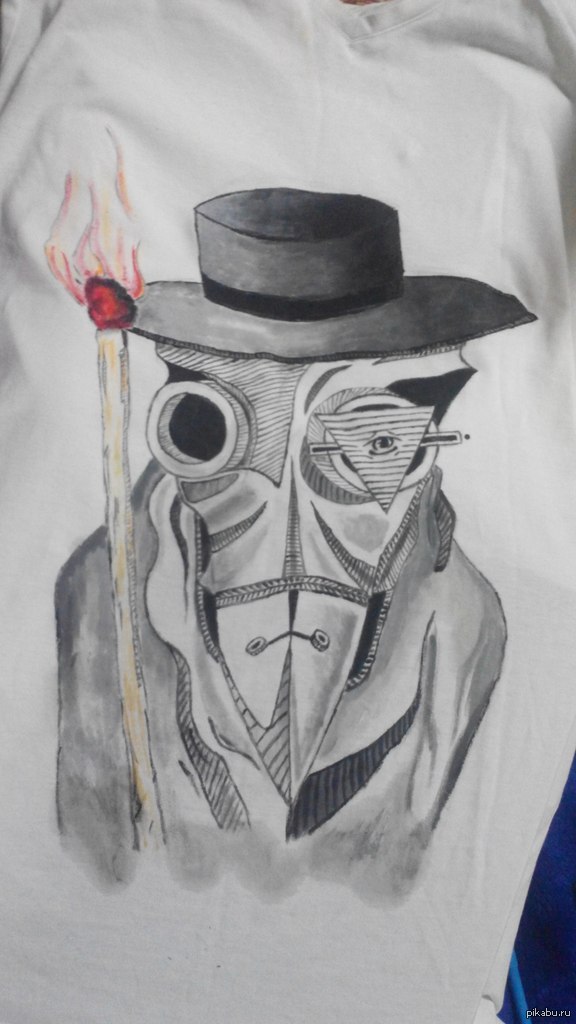 Not mine, but the creator is embarrassed to post - Plague Doctor, T-shirt, Creation, Painting