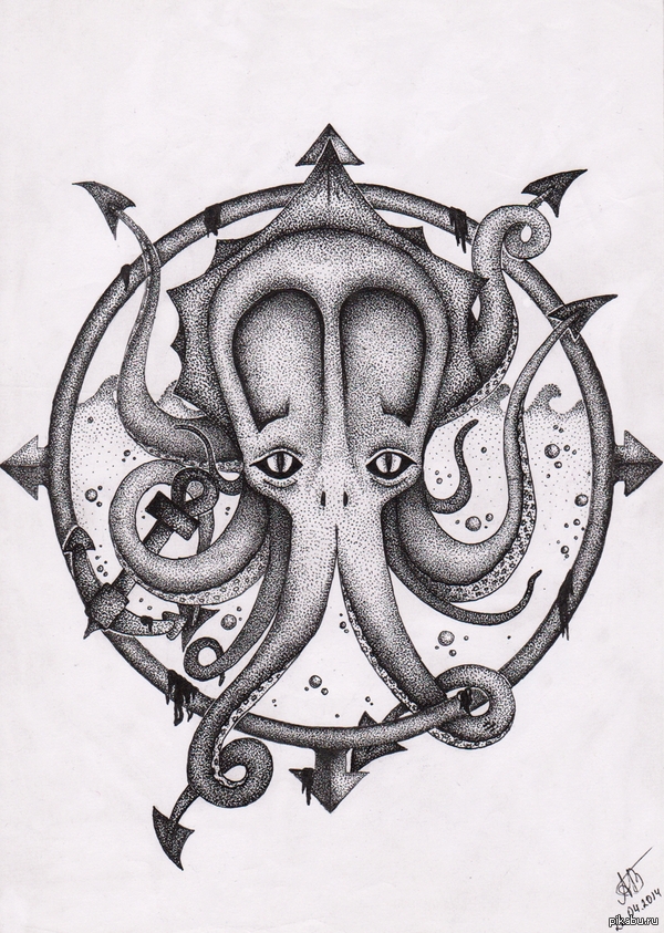 Ещё один рисунок. Теперь Ктулху, ну или типа того :)