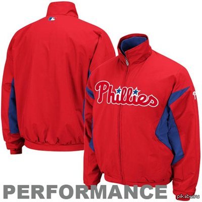 Majestic Philadelphia Phillies Red Therma Base Triple Peak Premier Full Zip Jacket