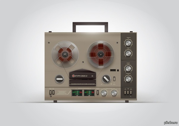 Old tape recorder, vector graphics. - Adobe illustrator, My, Vector