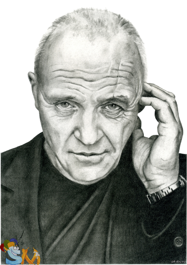 Pencil drawing. - My, My, Drawing, Portrait, Pencil, Anthony Hopkins