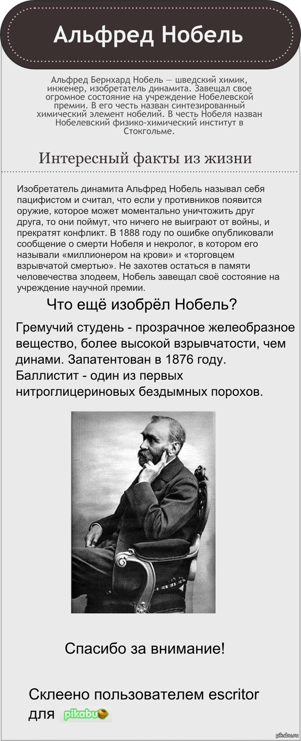 Альфред Нобель: истории из жизни, советы, новости, юмор и картинки —  Лучшее, страница 5 | Пикабу