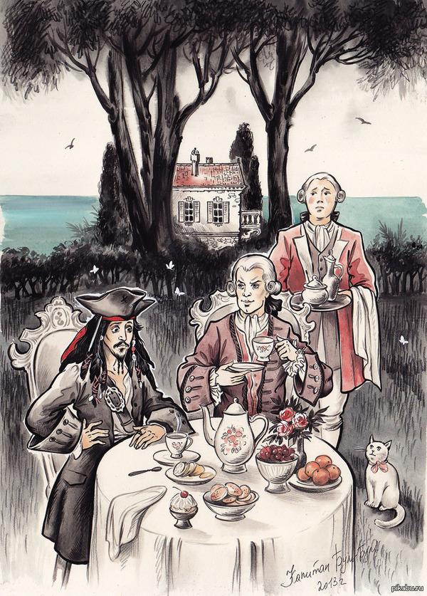 Tea at Lord Beckett's by Captain Bulbul. - Drawing, Captain Jack Sparrow, Images, Pencil drawing, Johnny Depp