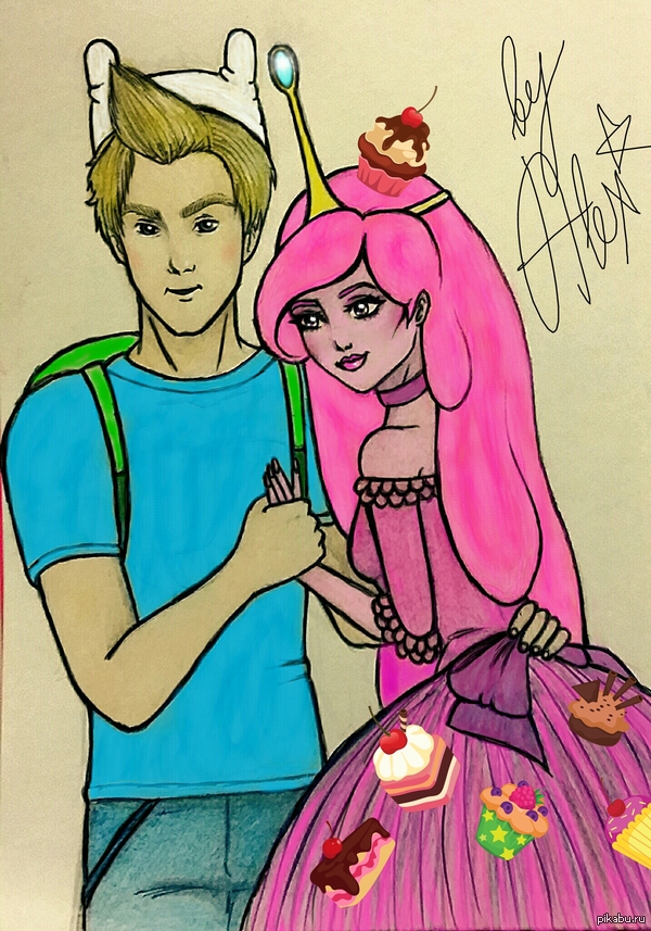 Finn and Bubblegum - My, Adventure Time, Love, Cake