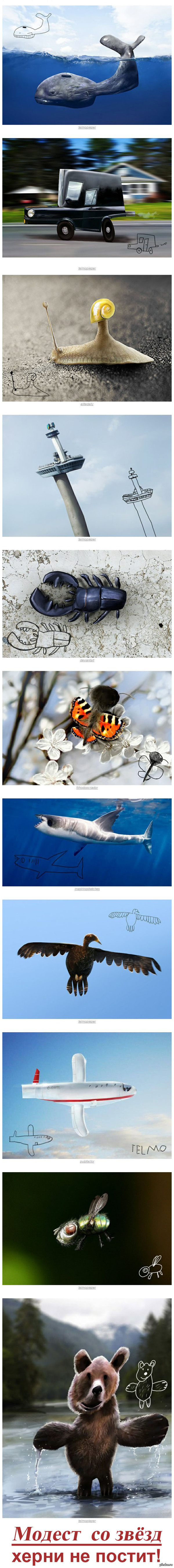 Художник  перерисовал свои детские рисунки