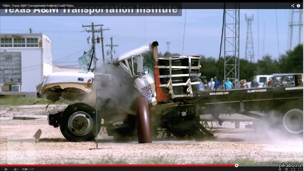 Испытание барьера для принудительной остановки грузовиков