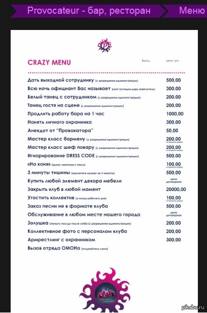 Правильное меню любого заведения