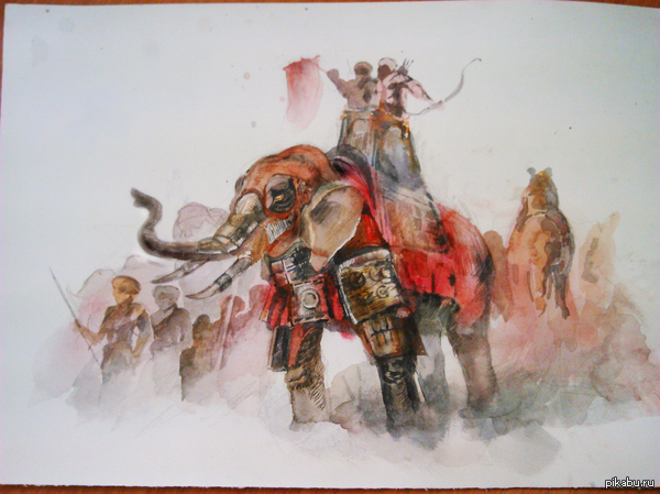 Боевой слоняра, акварель