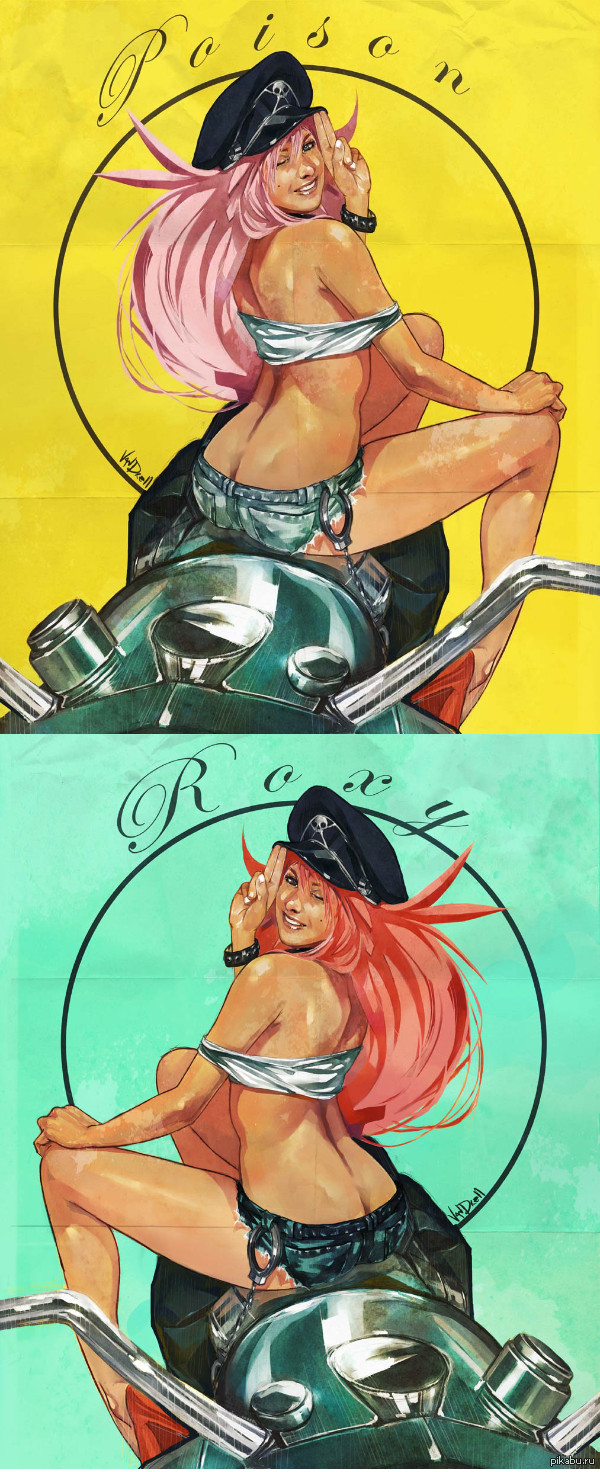 Poison & Roxy pinup - NSFW, Арт, Картинки, Pin Up, Final Fight, Poison, Roxy