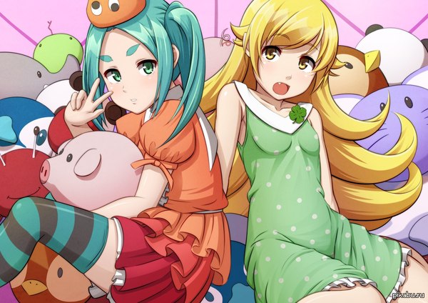 Monogatari art Yotsugi Ononoki &amp; Shinobu Oshino