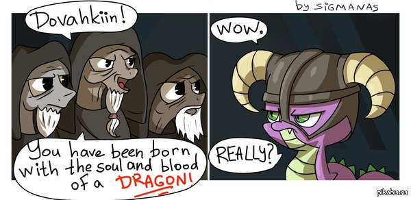 My little Dovahkiin - My Little Pony, The Elder Scrolls V: Skyrim, Spike, Довакин