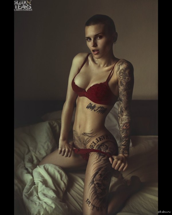 Girls are different - NSFW, Girl with tattoo, Tattoo, bald, Underpants