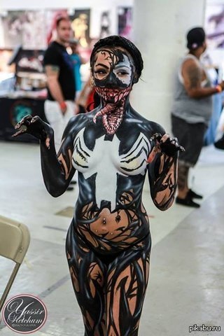 Cosplay on Venom - NSFW, Girls, Venom, Bodypainting