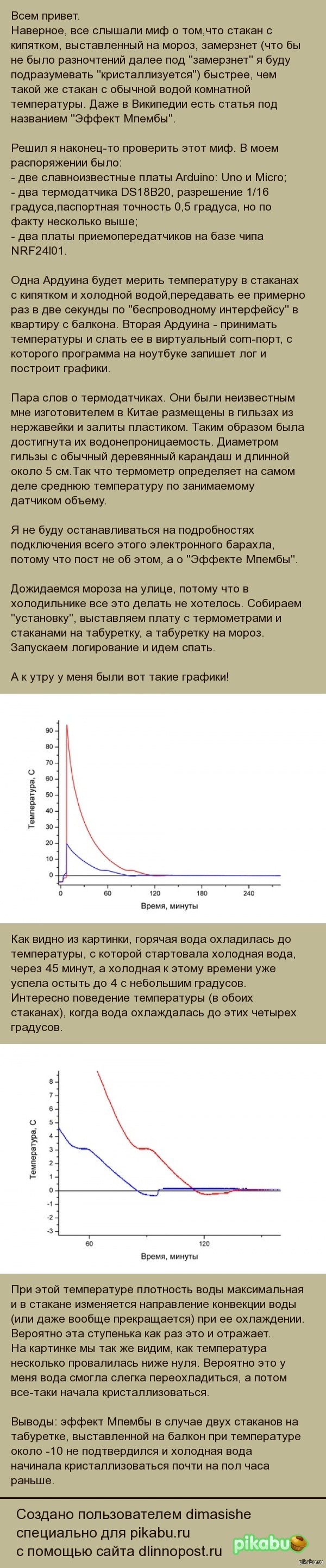 Проверка на практике "Эффекта Мпембы" или  какой стакан на морозе замерзнет быстрее: с кипятком или холодной водой?