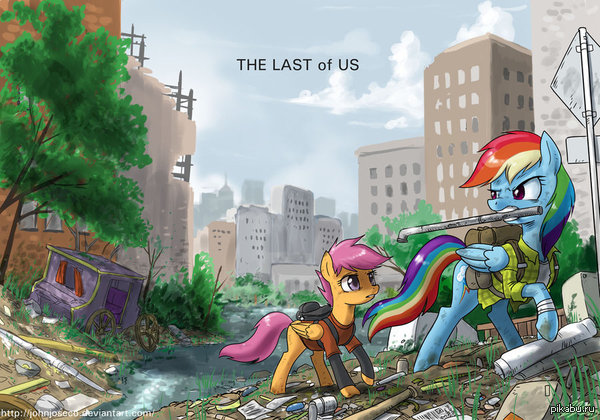 Last of Us! - My little pony, Rainbow dash, Scootaloo, The last of us, Crossover, Art, Crossover