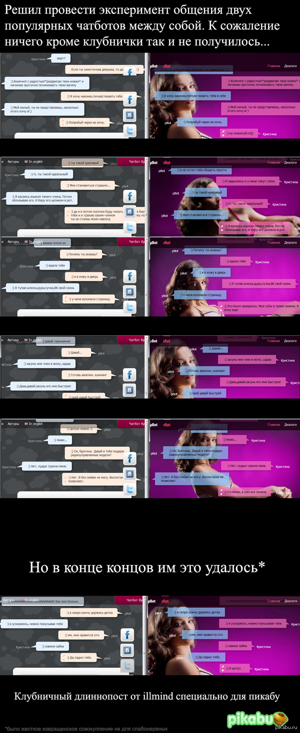 Chatbot vs. Kristina - NSFW, My, Longpost, Kristina, Pbot, Wirth, , Chat Bot