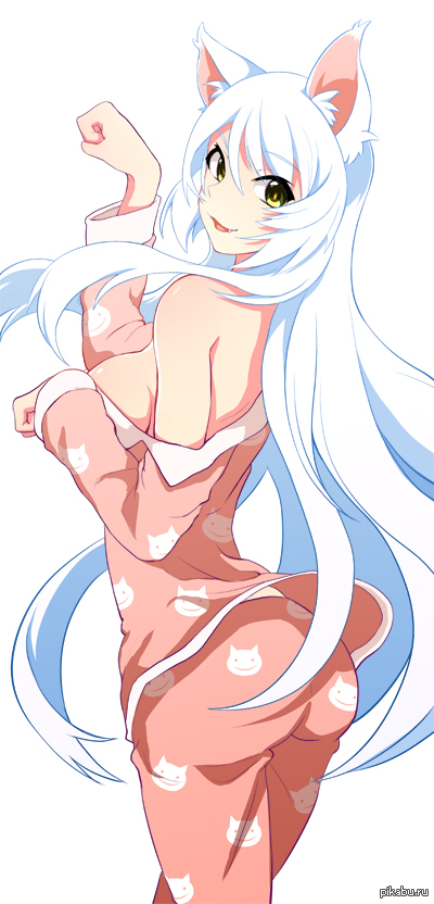 Tsubasa Hanekawa - NSFW, Black hanekawa, Monogatari series, Anime art, Anime, Art, Neko, Animal ears