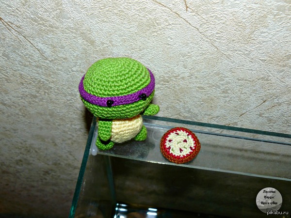 Pizza Turtle - My, Teenage Mutant Ninja Turtles, Animals, Toys, With your own hands, Fans, Knitting