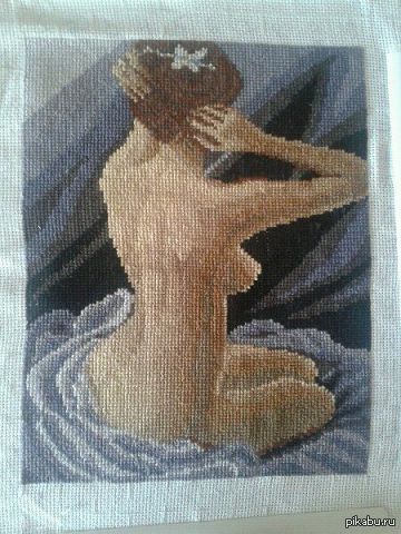 Nude - NSFW, My, Embroidery, Cross-stitch, Girls, Pride, Hobby, Creation, Joy