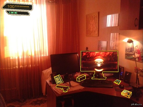 Иногда в комнате такое золотое с чёрным освещение, что хочется перепройти Deus Ex)