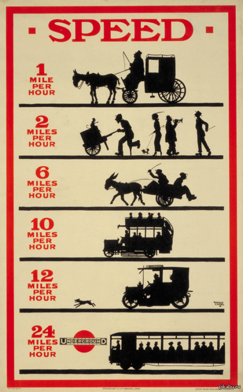 Так ровно век назад рекламировали огромные скорости метро.