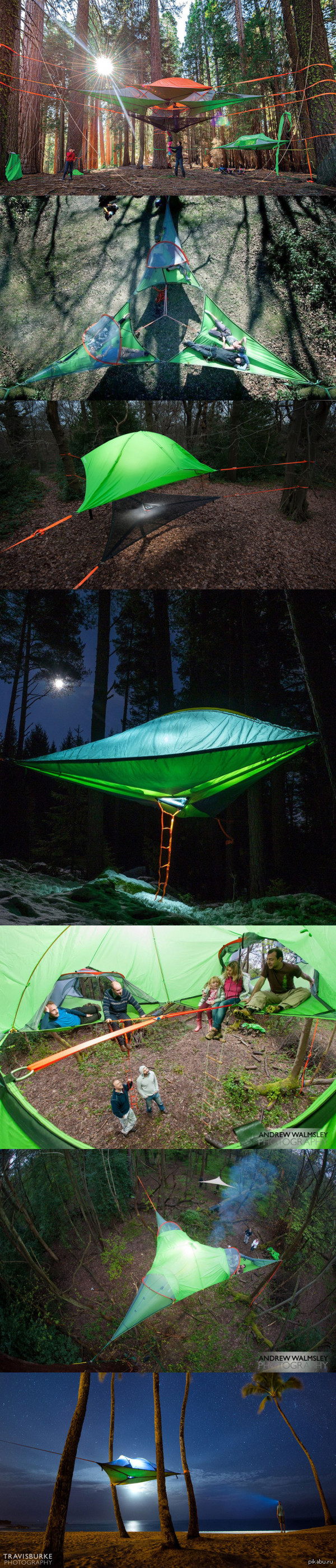 Новые модели палаток позволяют спать в подвешенном состоянии между деревьев