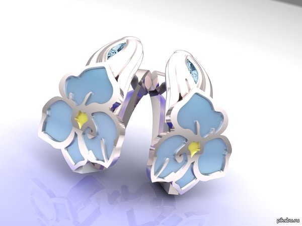 Модель девчачьих сережек с эмалью.