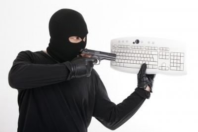 A new way to remove crumbs from the keyboard. - Pistols, Balaclava, Keyboard, Crumbs