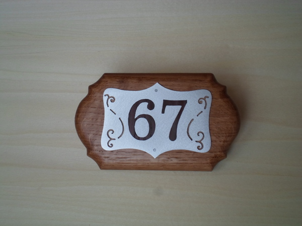 Plate with the apartment number on a neodymium magnet - My, Табличка, Handmade, Oak, Ash, Longpost