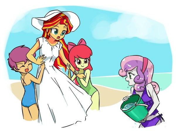 Sunnycmcbeach - My little pony, Equestria girls, Sunset shimmer, Scootaloo, Applebloom, Sweetie belle