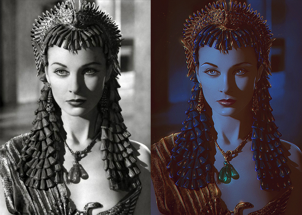 Vivien Lee. Caesar and Cleopatra. - My, Art, Colorization, , Elena Nikulina, Vivien Leigh, Cleopatra