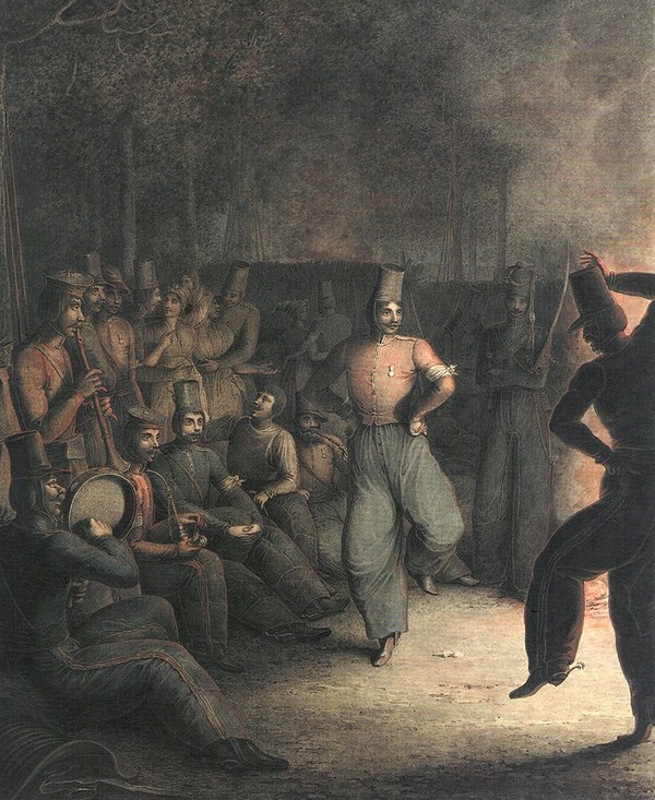 Русские казаки в Париже в 1814 г. Лига историков, Опиц Георг-Эммануэль, Акварель, Париж, Казаки, 1814, Длиннопост