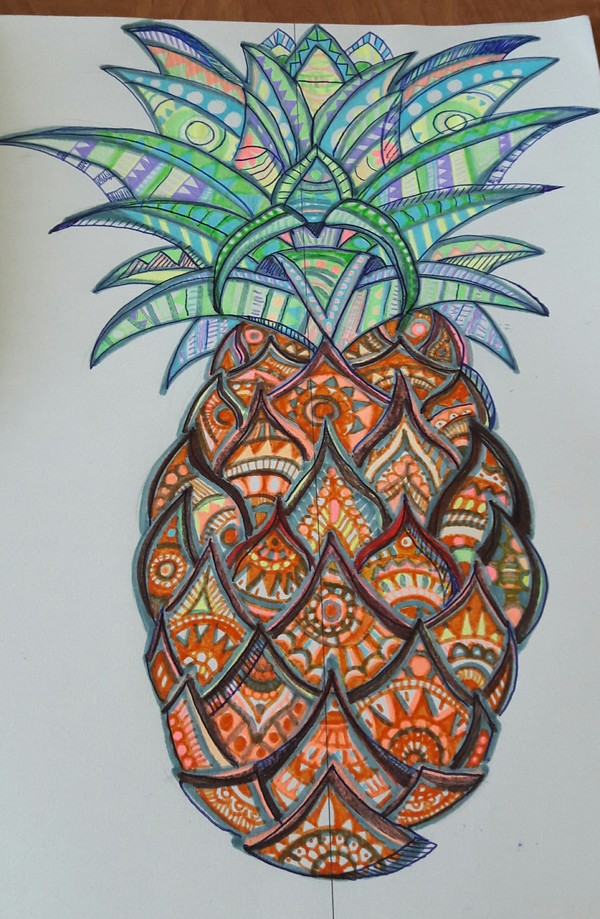 Rate the new drawing? - My, Creation, A pineapple