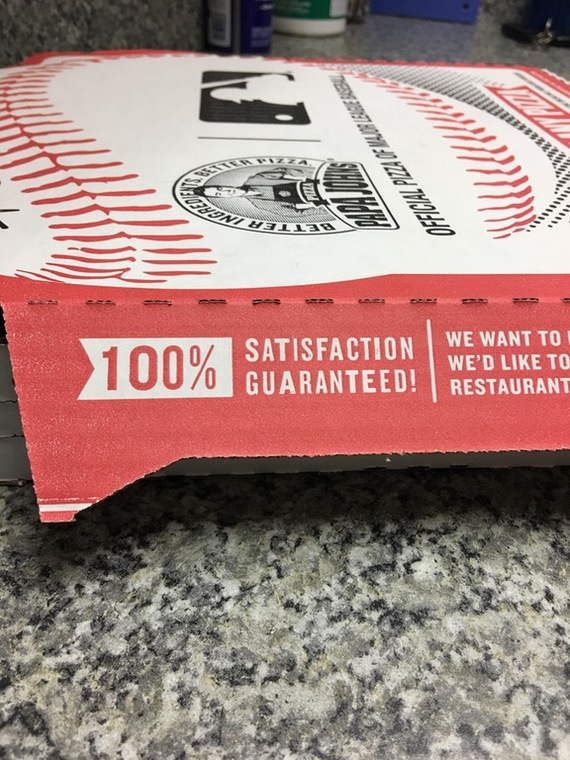 Suspicious 100% on a box from Papa John's - Pizza, Box, one hundred%