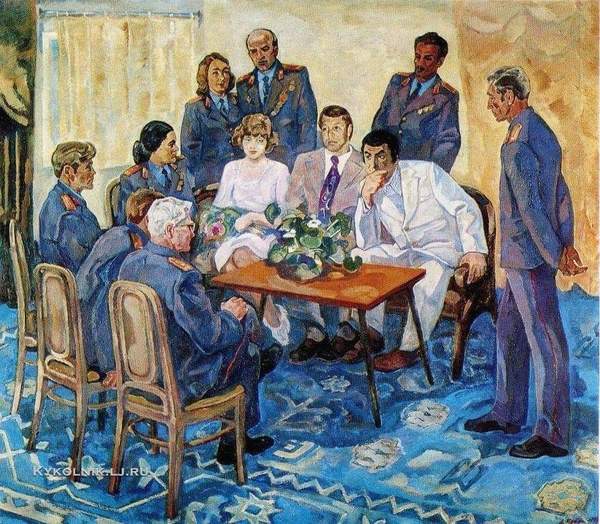 Artists visiting the police. - Militia, Major Tomin, Ninotchka, Znamensky, The investigation is conducted by experts, Bohemia, Surrealism, the USSR