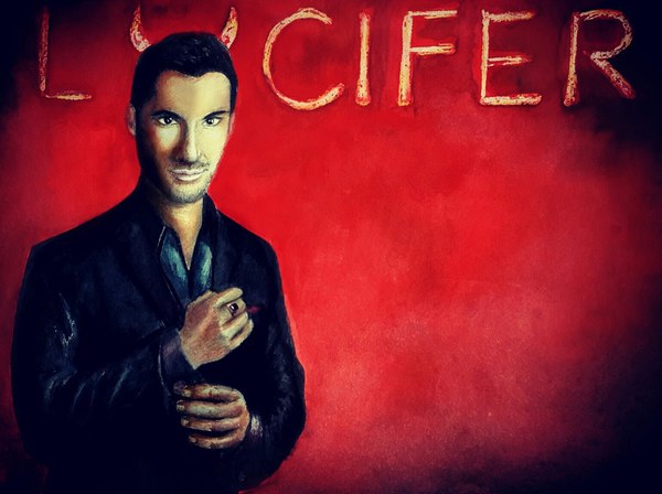 Lucifer Morningstar (TV series Lucifer). Watercolor + gouache - My, Lucifer Morningstar, author