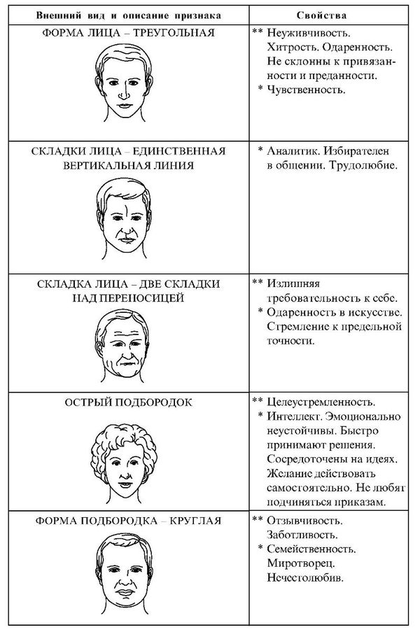 Физиогномика лица и характер схемы и описание изучение бесплатно