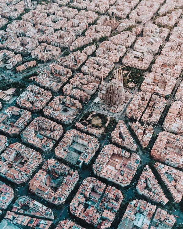 Barcelona - bird's eye view - Barcelona, Spain, View from above, Barcelona city