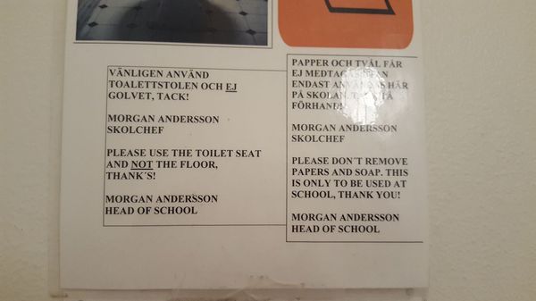 A sign in the toilet of the Swedish learning center. Stockholm. - My, Toilet, Stockholm