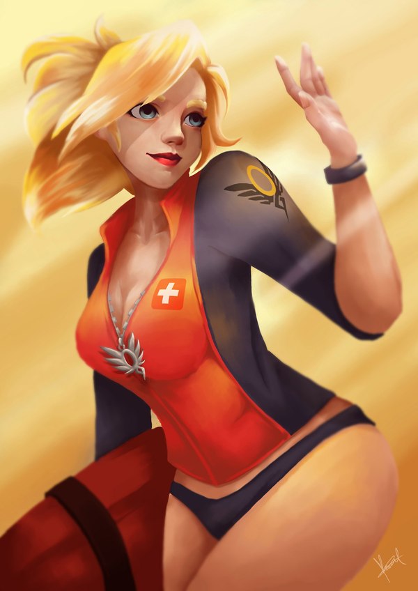 Rescuers in action - Overwatch, Girls, Malibu safeguards, Art, Longpost