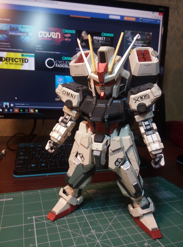 Бумажный SD GAT-X105 STRIKE GUNDAM - Моё, Gundam, Papercraft, Бумажный моделизм, Длиннопост