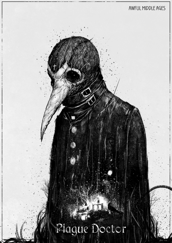 A series of drawings Disgusting Middle Ages - My, Plague Doctor, Illustrations, Jester, Longpost