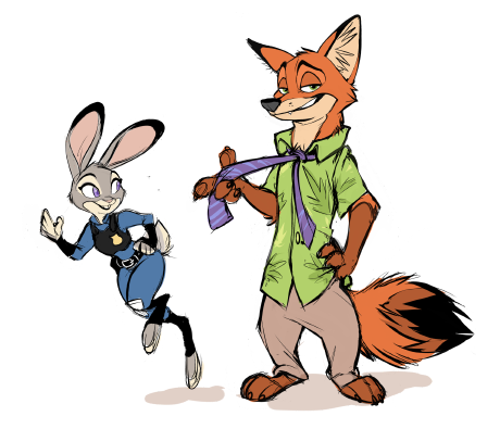 Sketches - Zootopia, Art, Nick and Judy, Silverdeni