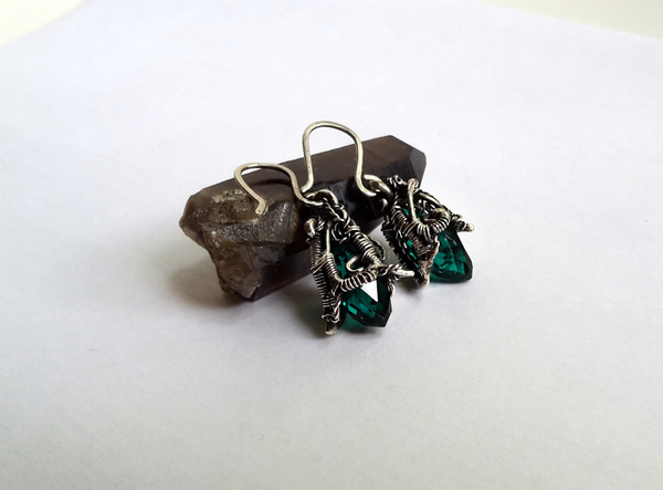 Earrings Forest Magic - My, Earrings, Wire jewelry, Silver Jewelry, Decoration, Wire wrap, Handmade, Longpost