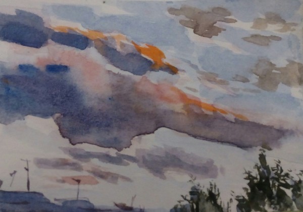 Sketches in watercolor. Beginning of plein air 2017. - My, , Painting, Watercolor, Landscape, Krasnoyarsk, Clouds, Longpost