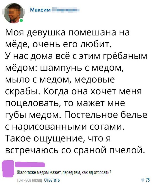 Продолжение про бабу пчелу. - Бабы, Девушки, Пчелы, Ебанутая баба, Женщины